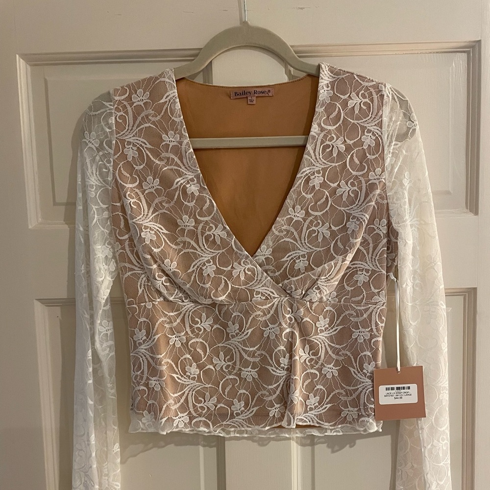 NWT BAILEY ROSE lace wrap crop L - Picture 1 of 5